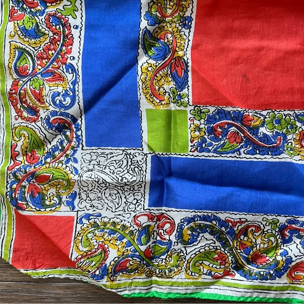 Vintage made in USA 100% pure silk color block scarf